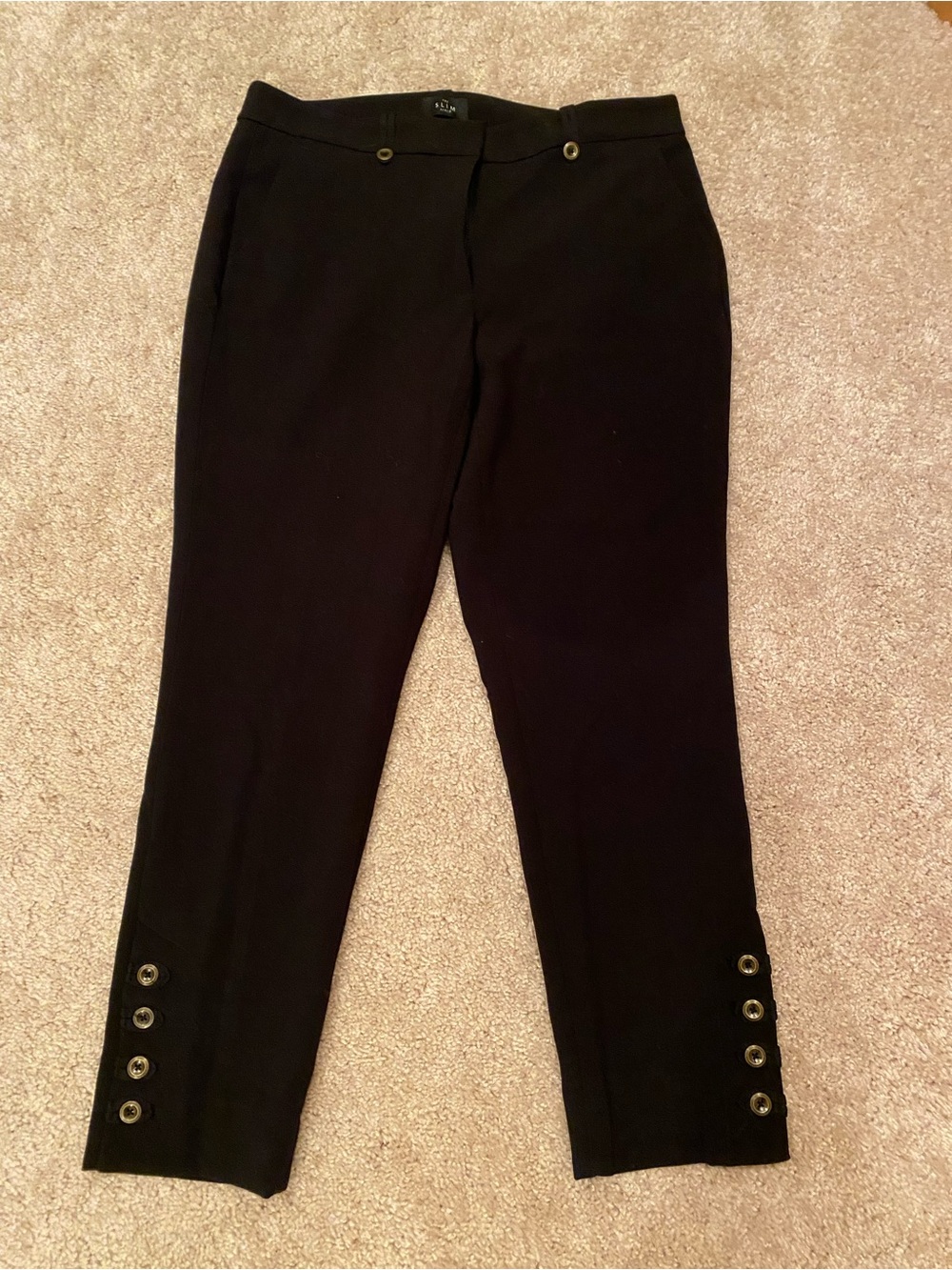 White House Black Market Black Slim Ankle Pants with Button Hem